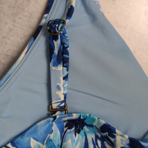 Andie Baia One Piece Blue Floral Swimwear Bathing Suit Adjustable Size S New - Picture 6 of 12